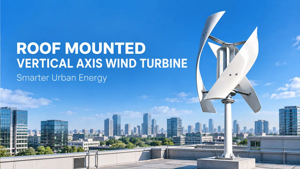 Roof mounted vertical axis wind turbine for urban renewable energy