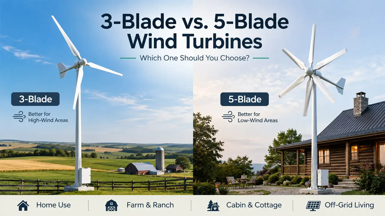 3 blade vs 5 blade wind turbine